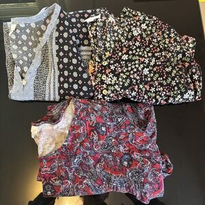 J Jill Shirt Blouse Bundle of 3 M Floral Paisley Rayon Relaxed‎ Workwear